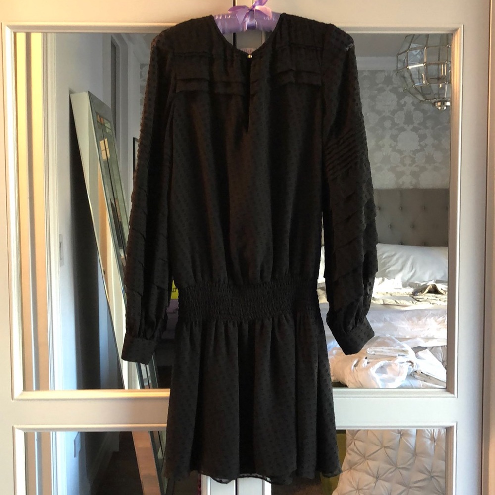 Parker Black Ruffle Long Sleeve Mini Dress